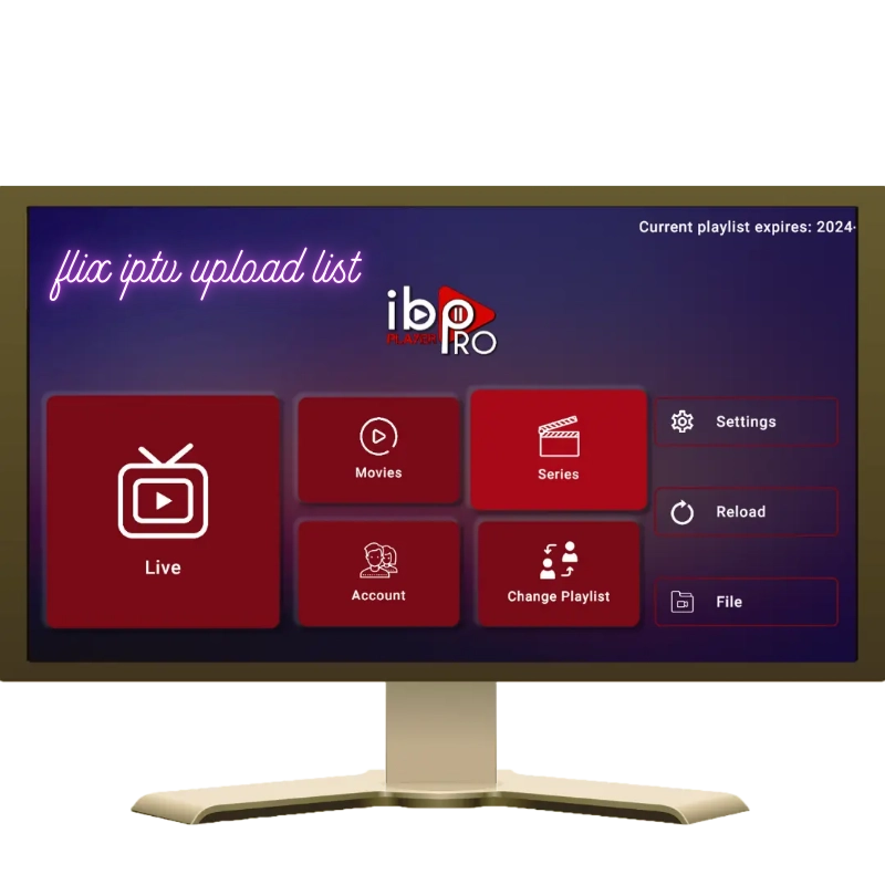 Screenshot of Flix IPTV upload list configuration screen, showcasing options for playlist management.